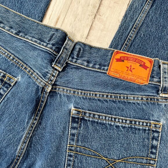 Vintage‎ 90s Y2K US Polo Assn Blue Denim Baggy Hip Hop Jeans Mens 34 x 32 - Picture 2 of 8